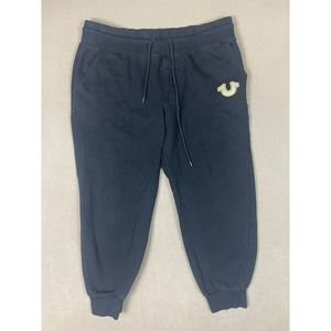 Tru Religion Sweatpants Men Large Black HS Puff Jogger Tapered Gym Workout Adult